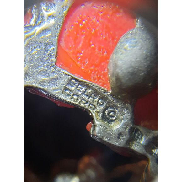 Vintage Selro Clip on Earrings Asian Red Devil 3 Missing Cabochon - Picture 9 of 11